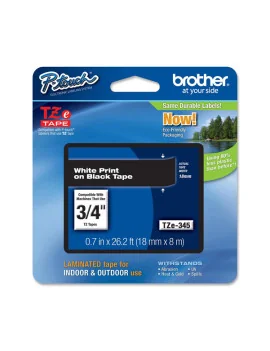 Nastro Originale Brother TZe-345 - 18 mm x 8 m - Laminato (Bianco su Nero)