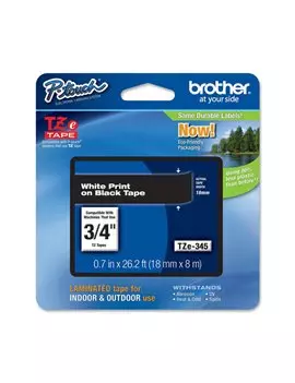 Nastro Originale Brother TZe-345 - 18 mm x 8 m - Laminato (Bianco su Nero)