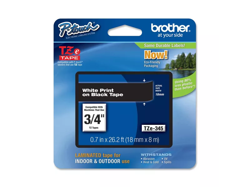 Nastro Originale Brother TZe-345 - 18 mm x 8 m - Laminato (Bianco su Nero)