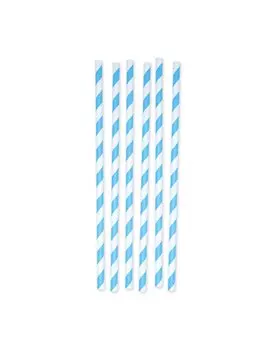 Cannucce Stripes Big Party - 20 cm - 73601 (Bianco e Azzurro Conf. 12)