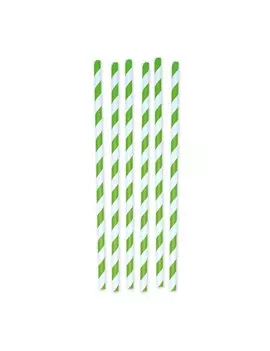 Cannucce Stripes Big Party - 20 cm - 73602 (Bianco e Verde Conf. 12)