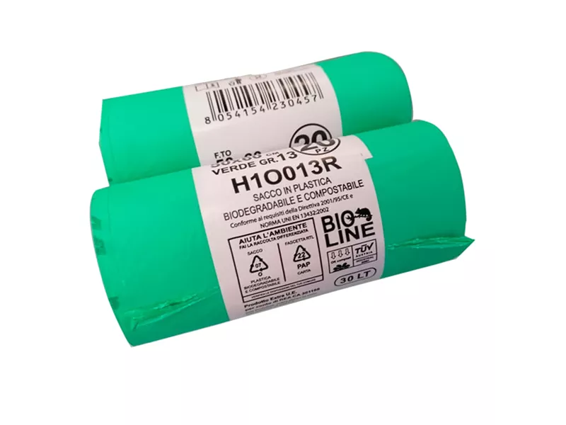Sacco Immondizia Bio - 50x60 cm - 30 Litri - H1O013R (Verde Conf. 20)