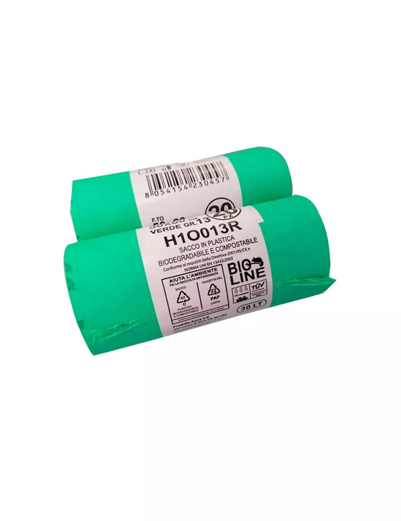 Sacco Immondizia Bio - 50x60 cm - 30 Litri - H1O013R (Verde Conf. 20)