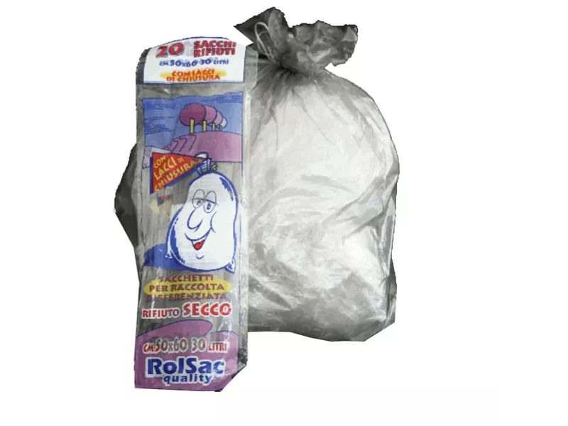 Sacco Immondizia Rolsac - 50x60 cm - 30 Litri - 10062 (Grigio Trasparente Conf. 20)