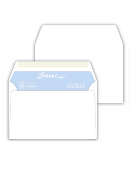 Buste Commerciali Silver Matic FSC Pigna - 11,4x16,2 cm - Gommata Senza Finestra - 70 g - 0592998C6 (Bianco Conf. 25)