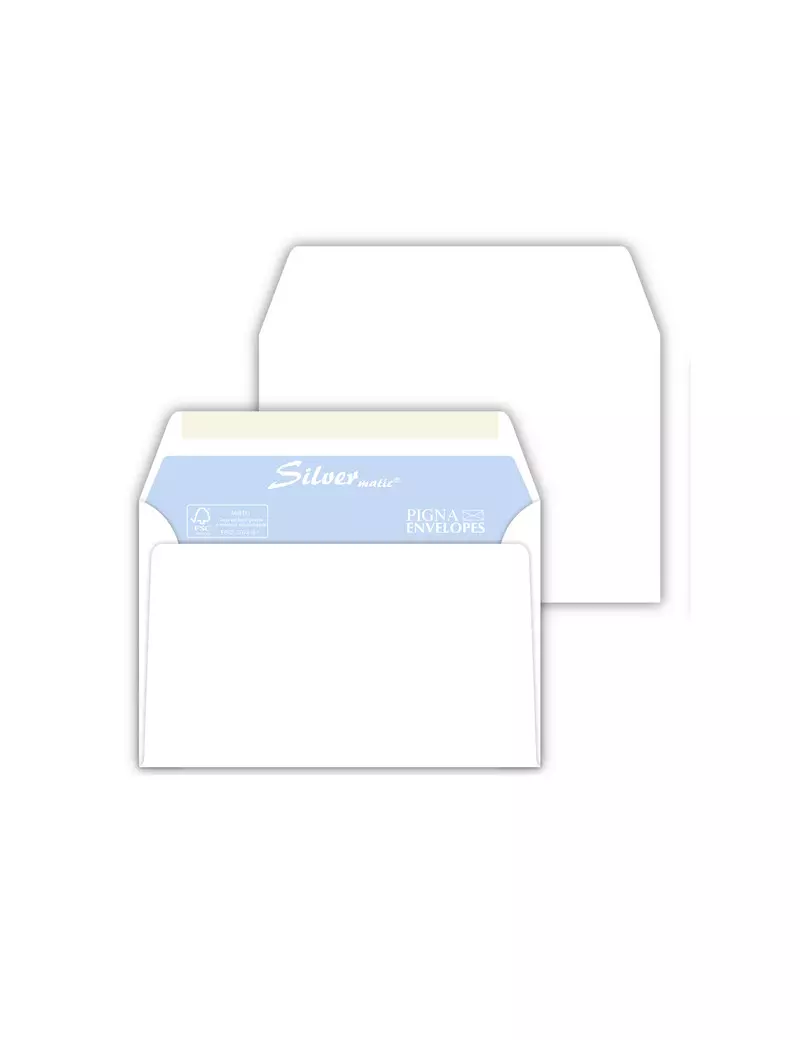 Buste Commerciali Silver Matic FSC Pigna - 11,4x16,2 cm - Gommata Senza Finestra - 70 g - 0592998C6 (Bianco Conf. 25) Buste Commerciali Silver Matic FSC Pigna - 11,4x16,2 cm - Gommata Senza Finestra - 70 g - 0592998C6 (Bianco Conf. 25)