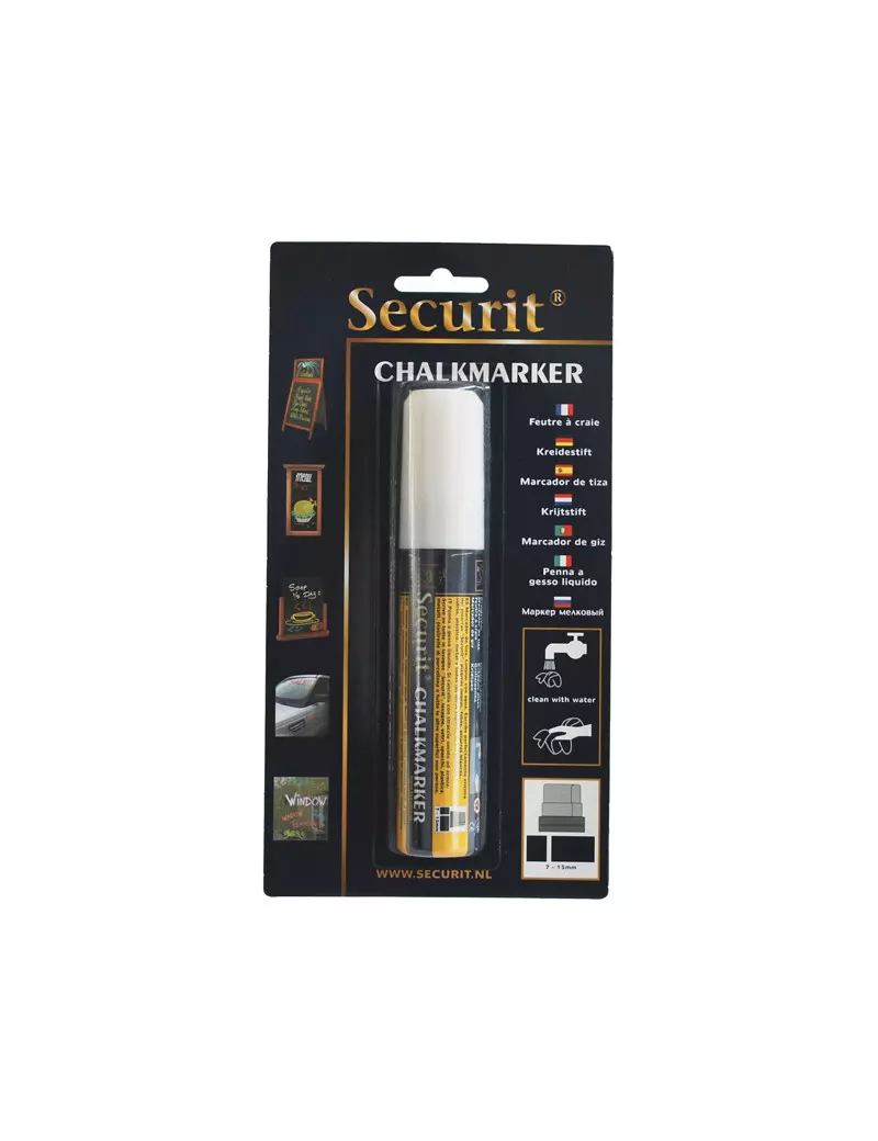 Marcatore a Gesso Liquido Securit - Punta Maxi - 7-15 mm - SMA720-WT (Bianco)