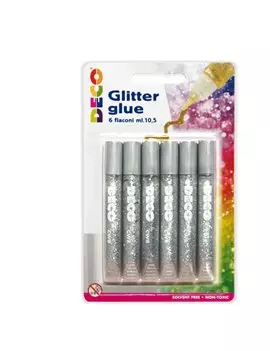 Colla Liquida Glitterata Deco CWR - 10,5 ml - 05884 (Argento Conf. 6)