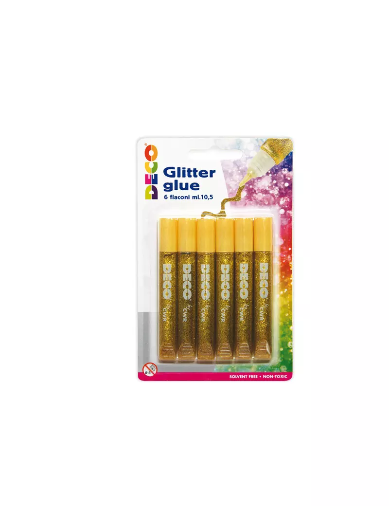Colla Liquida Glitterata Deco CWR - 10,5 ml - 05885 (Oro Conf. 6) Colla Liquida Glitterata Deco CWR - 10,5 ml - 05885 (Oro Conf. 6)