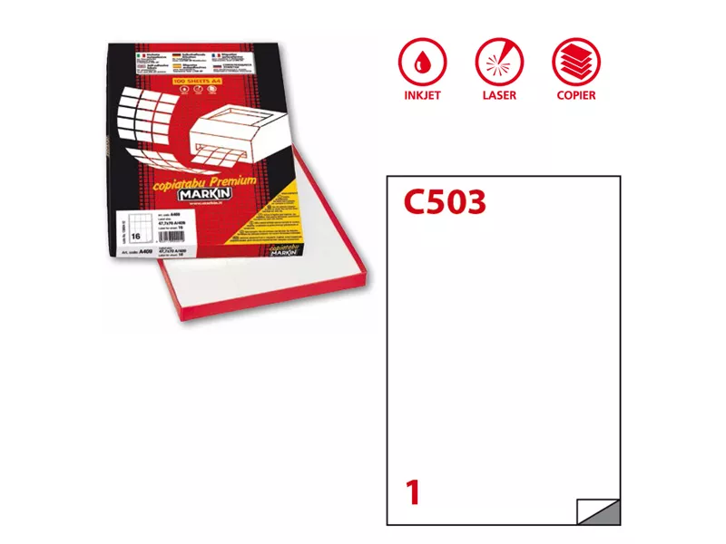Etichette Adesive Markin - A4 - 210x297 mm - X210C503SP (Bianco Conf. 100)