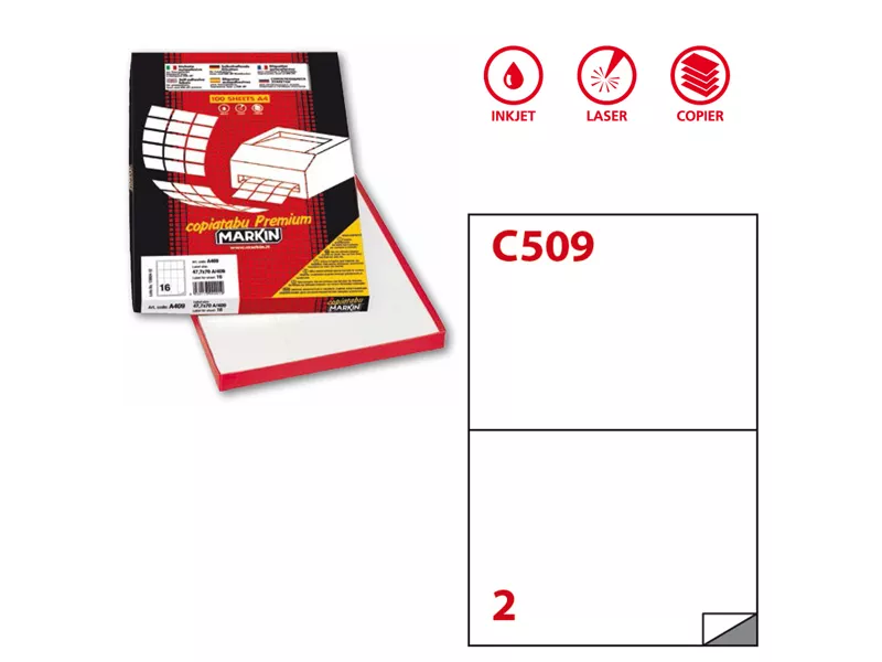 Etichette Adesive Markin - A4 - 210x148,5 mm - X210C509SP (Bianco Conf. 100)