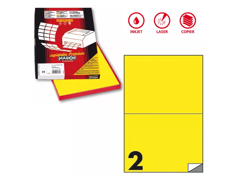 Etichette Adesive Markin - A4 - 210x148,5 mm - X210C509FGI (Giallo Fluo Conf. 100)