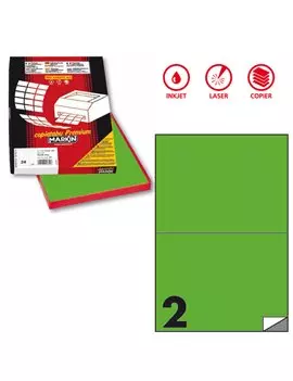 Etichette Adesive Markin - A4 - 210x148,5 mm - X210C509FVE (Verde Fluo Conf. 100)