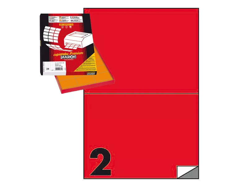 Etichette Adesive Markin - A4 - 210x148,5 mm - X210C509RO (Rosso Conf. 100)