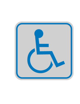 Cartello di Segnalazione - Toilette Disabili - 82x82 mm - 9653B (Blu e Argento Conf. 10)