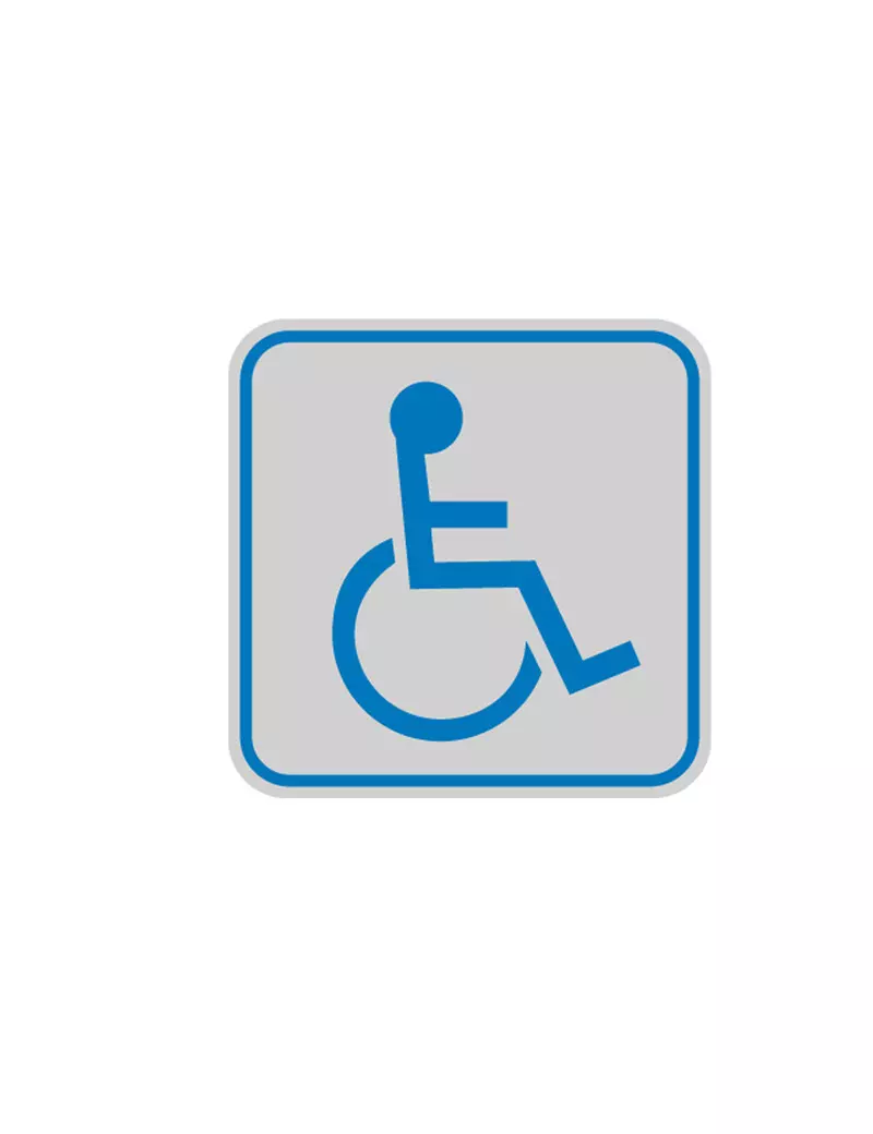 Cartello di Segnalazione - Toilette Disabili - 82x82 mm - 9653B (Blu e Argento Conf. 10)