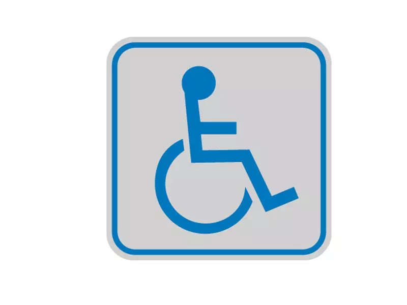 Cartello di Segnalazione - Toilette Disabili - 82x82 mm - 9653B (Blu e Argento Conf. 10)