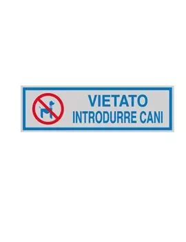 Adesivo di Segnalazione - Vietato Introdurre Cani - 165x50 mm - 96670 (Blu e Argento Conf. 10)