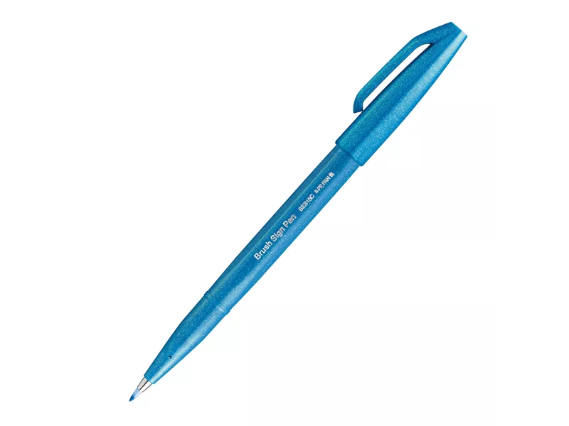 Pennarello Brush Sign Pen SES15C Pentel - 2 mm - SES15C-S (Azzurro)