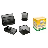 Set Scrivania in Rete Metallica Lebez - 4 Accessori - 1424-N (Nero)