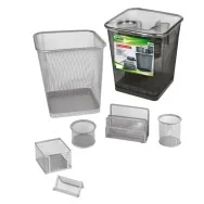 Set Scrivania in Rete Metallica Lebez - 6 Accessori - 1426-N (Nero)
