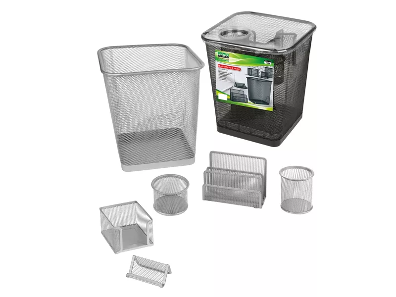 Set Scrivania in Rete Metallica Lebez - 6 Accessori - 1426-N (Nero)