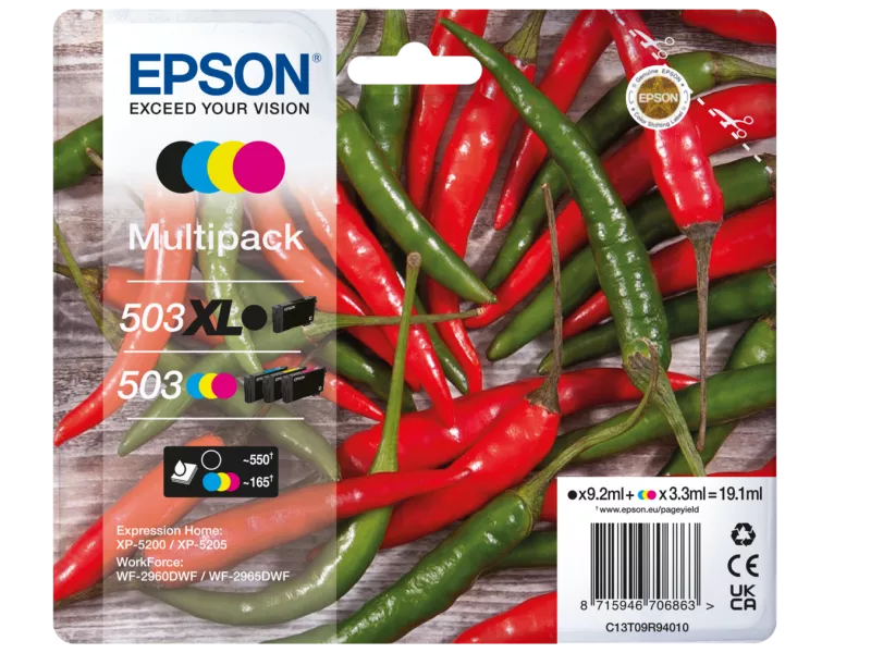 Multipack Cartucce Originali Epson T09R9401 503XL 503 (Nero XL e Colori Standard Conf. 4)