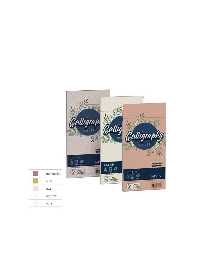Buste Calligraphy Nature Crush Favini - 11x22 cm - 90 g - A57Q204 (Alga Conf. 25) Buste Calligraphy Nature Crush Favini - 11x22 cm - 90 g - A57Q204 (Alga Conf. 25)