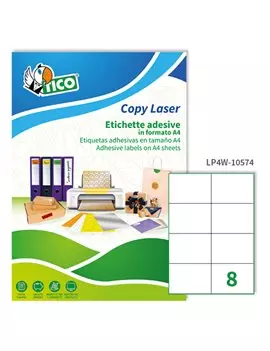 Etichette Adesive Copy Laser Premium Tico senza Margini - A4 - 105x74 mm - LP4W-10574 (Bianco Conf. 100)