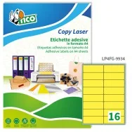 Etichette Adesive Copy Laser Premium Tico con Angoli Arrotondati - A4 - 99,1x34 mm - LP4FG-9934 (Giallo Fluo Conf. 70)