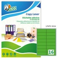 Etichette Adesive Copy Laser Premium Tico con Angoli Arrotondati - A4 - 99,1x34 mm - LP4FV-9934 (Verde Fluo Conf. 70)