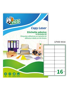 Etichette Adesive Copy Laser Premium Tico con Angoli Arrotondati - A4 - 99,1x34 mm - LP4W-9934 (Bianco Conf. 100)