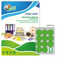 Etichette Adesive Rotonde Tico - 63,5 mm - Permanente - LP4FV-63 (Verde Fluo Conf. 70)