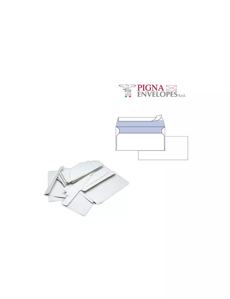 Buste Commerciali Silver 90 Pigna - 11x23 cm - Taglio Dritto con Strip - Senza Finestra - 90 g - 0593022AM (Bianco Conf. 25)