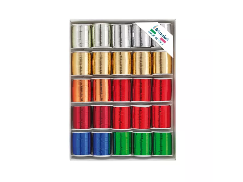 Nastro per Regali 6870 Brizzolari - 10 mm x 10 m - 00308500 (Assortiti Metallizzati Conf. 25)