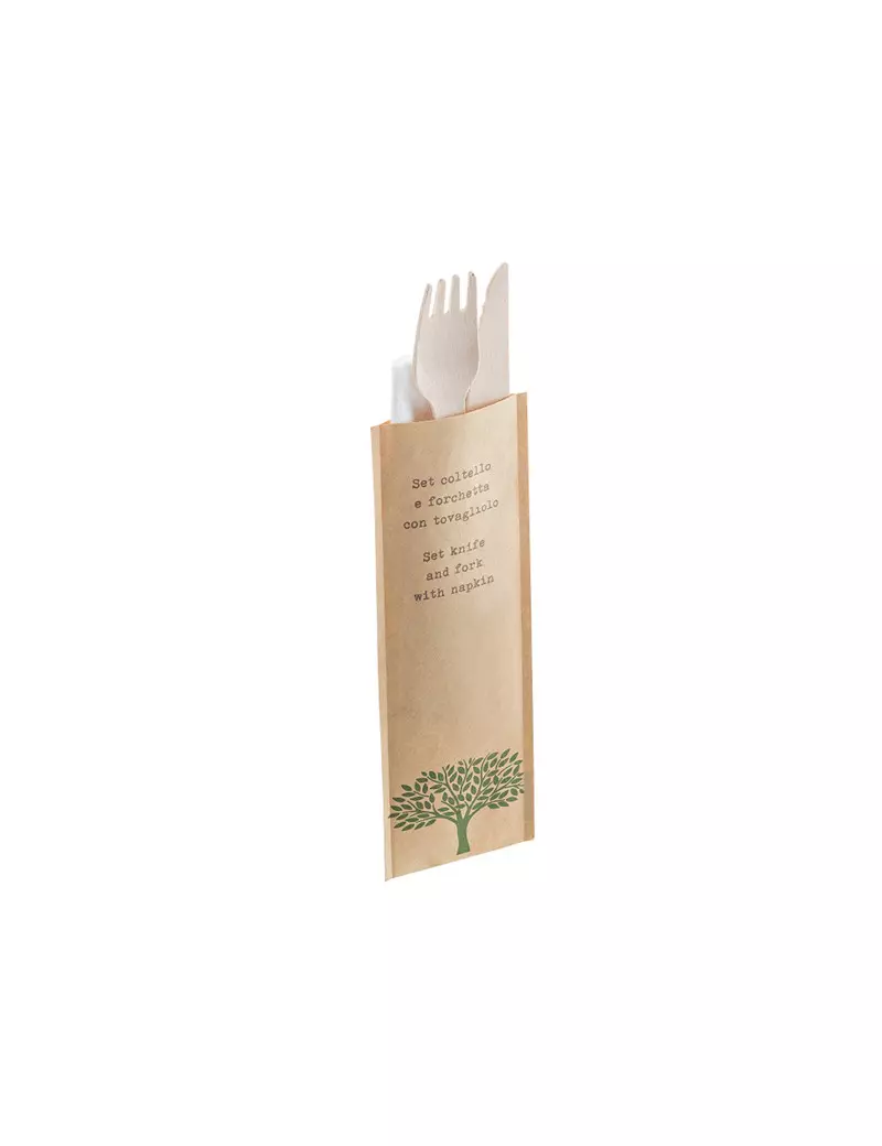 Forchetta e Coltello in Legno Leone - 16 cm - con Tovagliolo - Q1015 (Legno Conf. 48) Forchetta e Coltello in Legno Leone - 16 cm - con Tovagliolo - Q1015 (Legno Conf. 48)