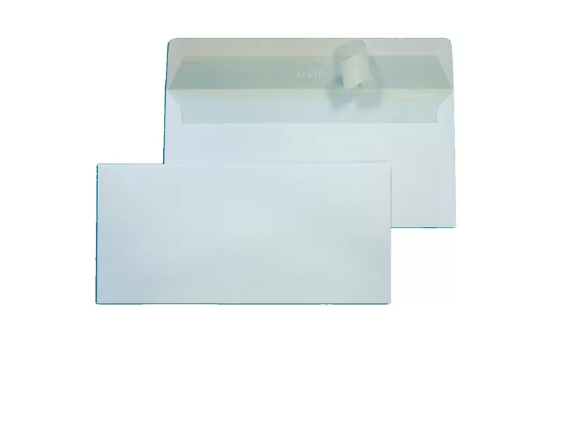 Buste Commerciali Strip Blasetti - 11x23 cm - Taglio Dritto con Strip - Senza Finestra - 90 g - 048 (Bianco Conf. 500)