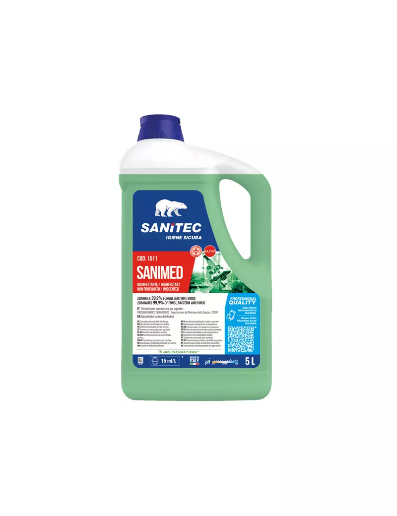 Disinfettante Concentrato Sanimed Sanitec - 1511 - 5 Litri Disinfettante Concentrato Sanimed Sanitec - 1511 - 5 Litri