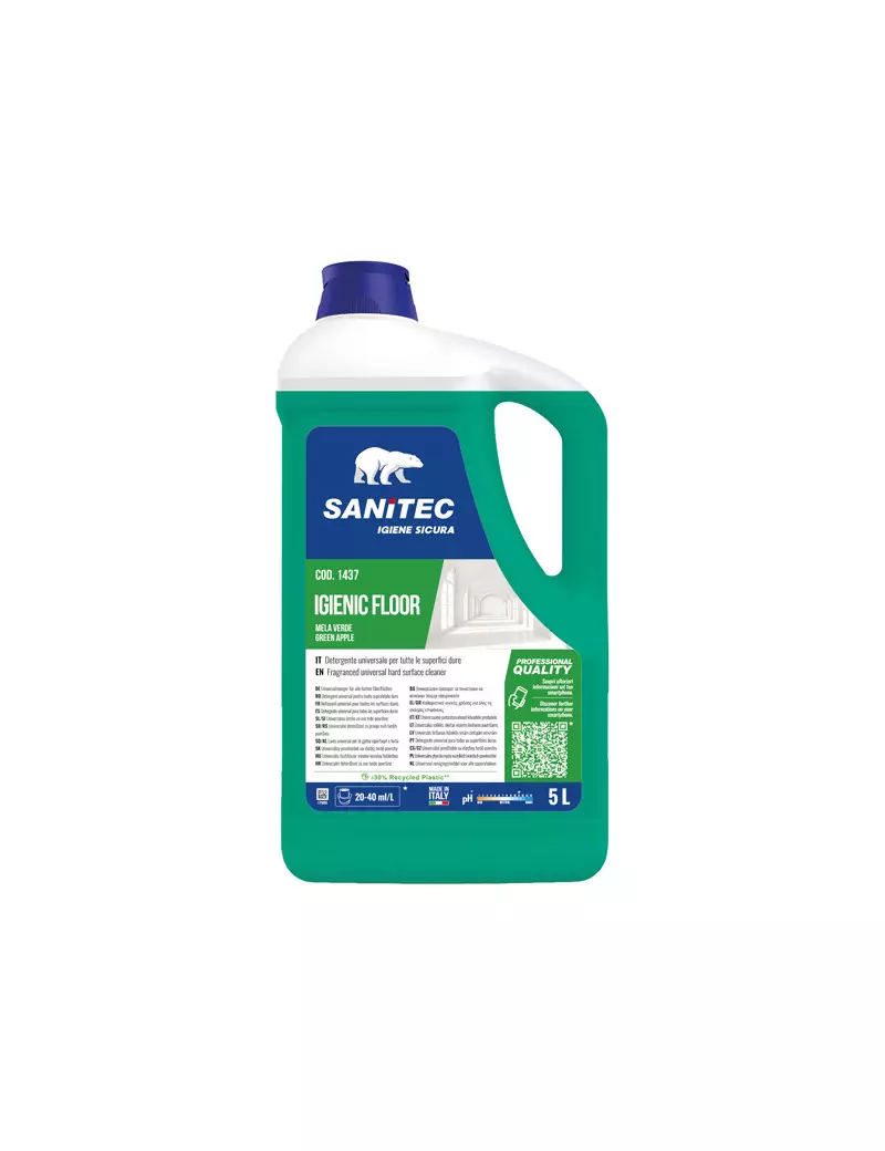 Detergente per Pavimenti Igienic Floor Sanitec - 1437 (Mela Verde e Bacche Conf. 5 kg) Detergente per Pavimenti Igienic Floor Sanitec - 1437 (Mela Verde e Bacche Conf. 5 kg)