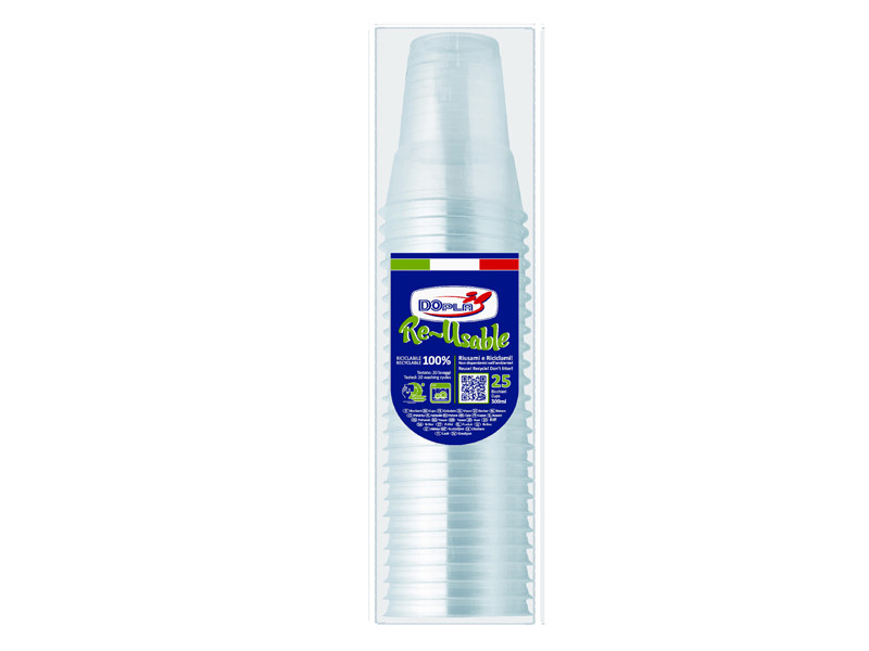 Bicchieri in Plastica Riutilizzabili DOpla 300 cc - 22634 (Trasparente Conf. 25) Bicchieri in Plastica Riutilizzabili DOpla 300 cc - 22634 (Trasparente Conf. 25)