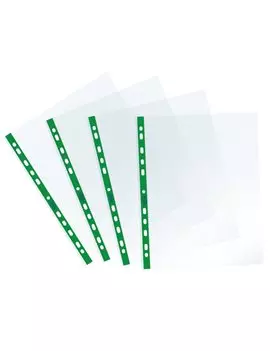 Busta a Perforazione Universale Sprint Favorit - 22x30 cm - Liscia - 400159689 (Trasparente Banda Verde Conf. 25)