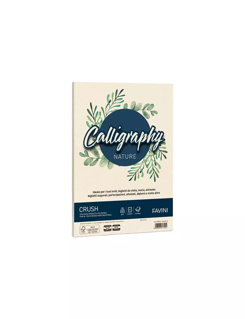 Carta Colorata Calligraphy Nature Crush Favini - A4 - 200 g - A69Q344 (Alga Conf. 50) Carta Colorata Calligraphy Nature Crush Favini - A4 - 200 g - A69Q344 (Alga Conf. 50)