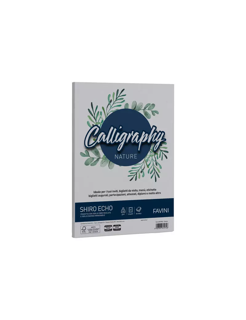 Carta Colorata Calligraphy Nature Shiro Eco Favini - A4 - 120 g - A69U904 (Cenere Conf. 50)