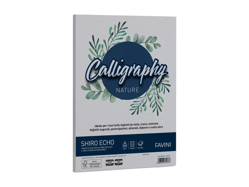 Carta Colorata Calligraphy Nature Shiro Eco Favini - A4 - 250 g - A69U914 (Cenere Conf. 50)