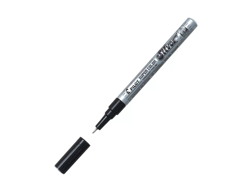 Marcatore Permanente a Vernice Super Color Pilot - Punta Tonda - 0,5 mm - 002451 (Argento)