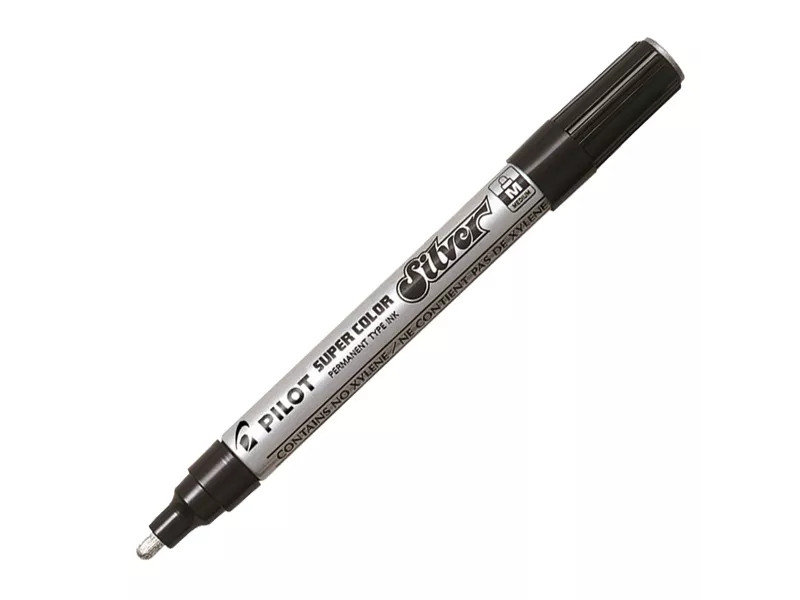 Marcatore Permanente a Vernice Super Color Pilot - Punta Tonda - 2 mm - 002440 (Argento)