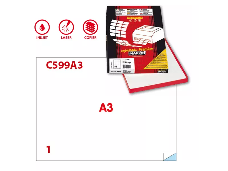 Etichette Adesive Markin - A3 - 420x297 mm - 214C599A3 (Bianco Conf. 100)