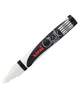Marcatore a Gesso Liquido Uni Chalk PWE5M Uni-Ball - Punta Tonda - 1,8-2,5 mm - M PWE5M BI (Bianco)