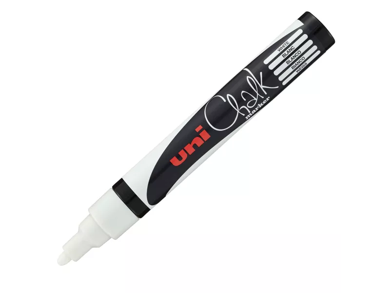 Marcatore a Gesso Liquido Uni Chalk PWE5M Uni-Ball - Punta Tonda - 1,8-2,5 mm - M PWE5M BI (Bianco)