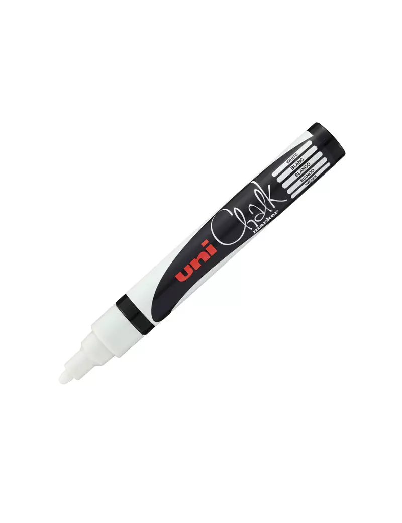 Marcatore a Gesso Liquido Uni Chalk PWE5M Uni-Ball - Punta Tonda - 1,8-2,5 mm - M PWE5M BI (Bianco) Marcatore a Gesso Liquido Uni Chalk PWE5M Uni-Ball - Punta Tonda - 1,8-2,5 mm - M PWE5M BI (Bianco)